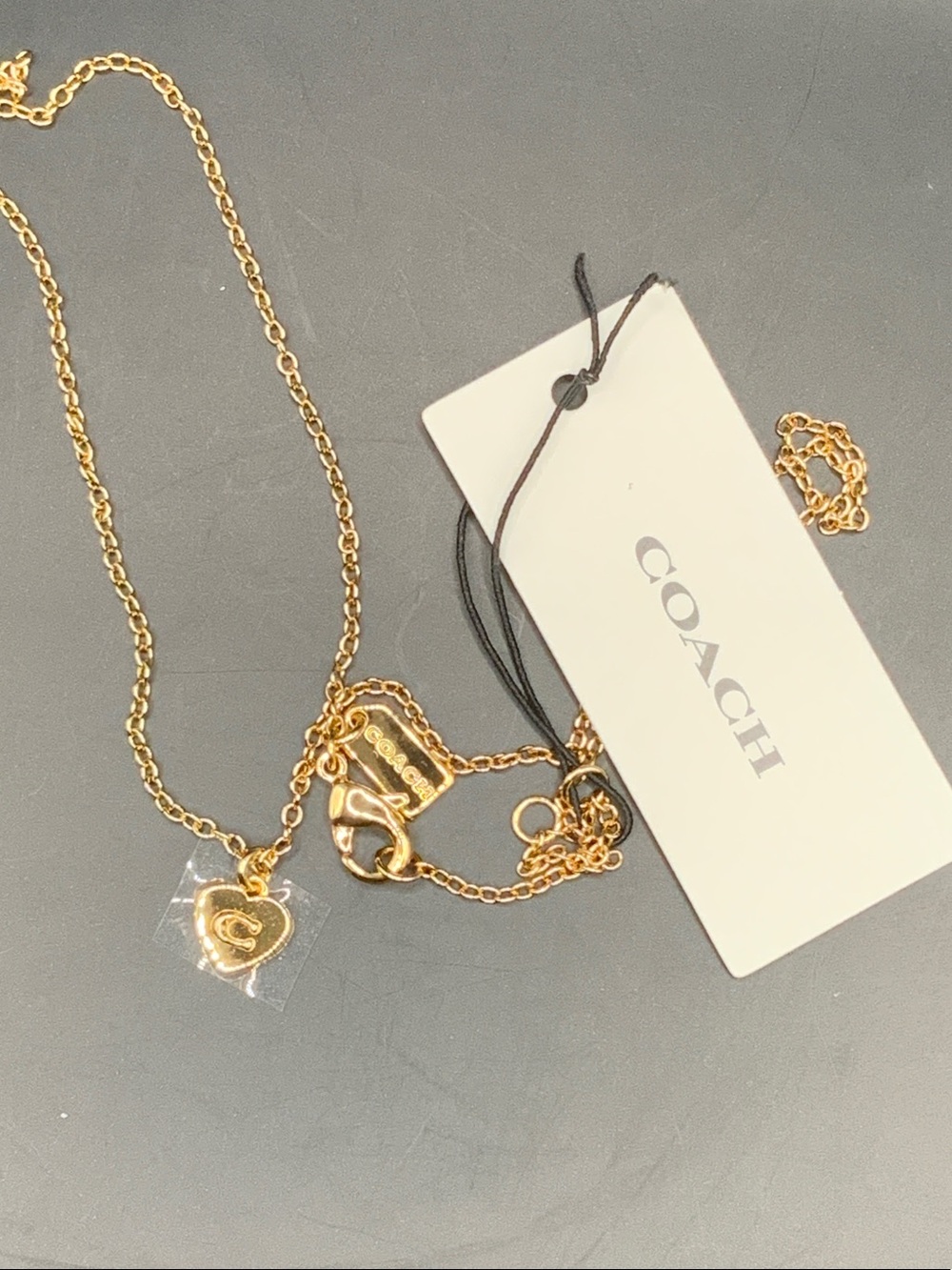Coach Gold-Tone Heart Tag Pendant Necklace